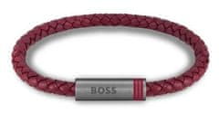 Hugo Boss Elegantna bordo usnjena zapestnica Ares Single 1580626
