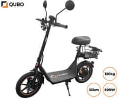 Qubo Best 14 električni skiro, 35,56 cm (14) gume, 500W motor, 504Wh baterija, vzmetenje, ogledala, košara
