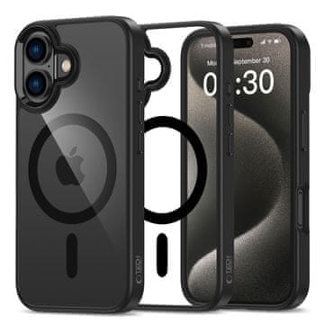 Tech-protect Magmat MagSafe ovitek za iPhone 16, črna/prozoren