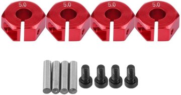 YUNIQUE GREEN-CLEAN šesterokotni adapterji za pesta koles, 12 mm univerzalni za HSP Sakura 1/10 RC avtomobile (4 kose) (5 mm - rdeča)