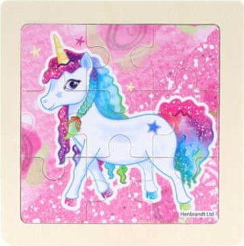 Lesena sestavljanka Mavrični enorožec 9 kosov