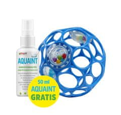 OBALL Igrača Oball RATTLE 10 cm modra 0m+AQUAINT 100 % organska voda za čiščenje 50 ml