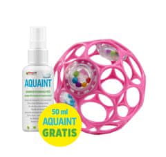 OBALL Igrača Oball RATTLE 10 cm temno roza 0m+AQUAINT 100 % organska čistilna voda 50 ml
