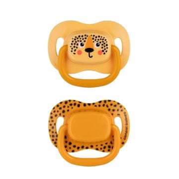 CANPOL BABIES Komplet simetričnih silikonskih dude BabiesBoo 18m+ 2 kosa oranžna