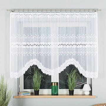 shumee BASTIA - Že izdelana žakard zavesa z izrezom na dnu - 250x130 cm - bela