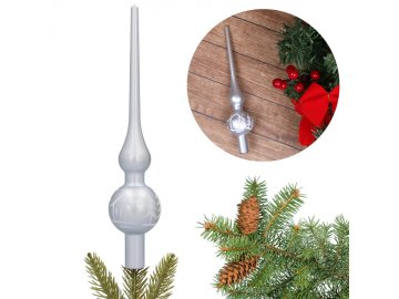 sarcia.eu Srebrna špica, majhna konica za božično drevo, božični zgornji okrasek 20 cm