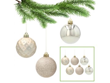 sarcia.eu Zlati okraski za božično drevo, komplet okraskov, okraski za božično drevo 6 cm, 6 kosov