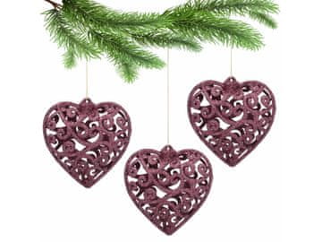 sarcia.eu Bordo srčni okraski za božično drevo, komplet ažurov, okraski za božično drevo 10,5 cm, 3 kosi