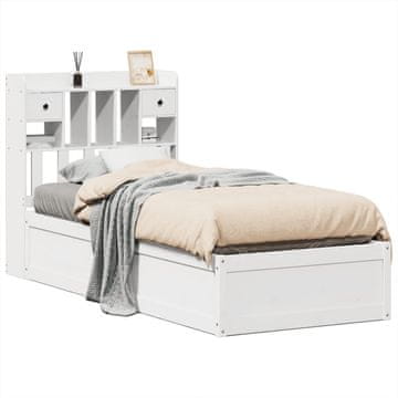 Vidaxl Posteljni okvir brez vzmetnice bel 75x190 cm trdna borovina
