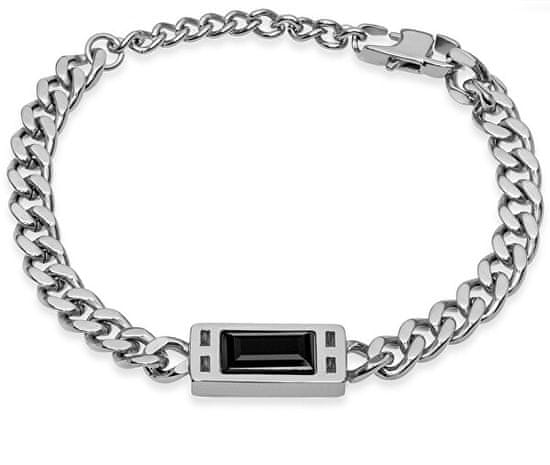 Troli Elegantna jeklena zapestnica s črnim kristalom VESB0627S-A-PET