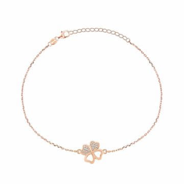 Brilio Silver Pozlačena zapestnica Štiriperesna deteljica s cirkoni BRC69R