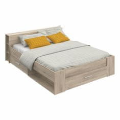eoshop Večnamenska postelja 160x200 cm z vzglavjem-polico in predali, hrast Kronberg
