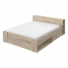 eoshop Večnamenska postelja 160x200 cm z vzglavjem-polico in predali, hrast Kronberg