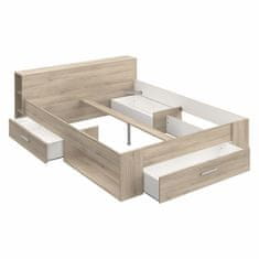 eoshop Večnamenska postelja 160x200 cm z vzglavjem-polico in predali, hrast Kronberg