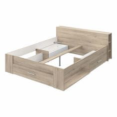 eoshop Večnamenska postelja 160x200 cm z vzglavjem-polico in predali, hrast Kronberg