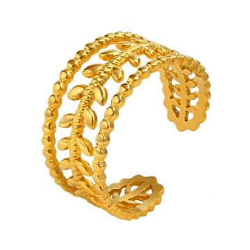 Troli Očarljiv odprt prstan iz pozlačenega jekla