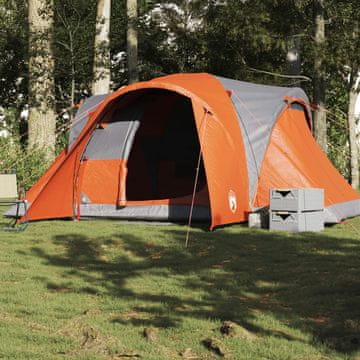 Vidaxl vidaXL Družinski šotor, 6 oseb, sivo-oranžen, vodoodporen