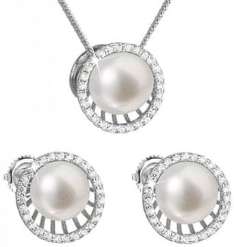 Evolution Group Luksuzni srebrni komplet s pravimi biseri Pavona 29034.1 (uhani, veriga, obesek)