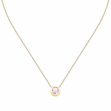 Morellato Očarljiva pozlačena ogrlica s polprezioznim rožnatim kremenom SAXN04
