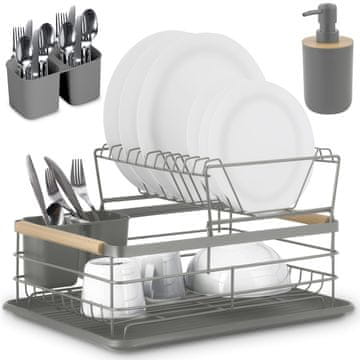 shumee Dvonivojsko stojalo za sušenje posode MS-601 Massido sivo