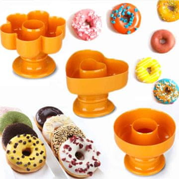 Netscroll 3-delni set individualnih modelčkov za krofe in pecivo, okrogli, srček in rožica, DonutModels