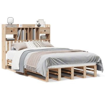 Vidaxl Posteljni okvir brez vzmetnice 135x190 cm trdna borovina
