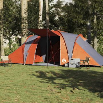 Vidaxl vidaXL Družinski šotor, 6 oseb, sivo-oranžen, vodoodporen