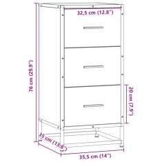 Vidaxl Komoda dimljeni hrast 35,5x35x76 cm inženirski les in kovina
