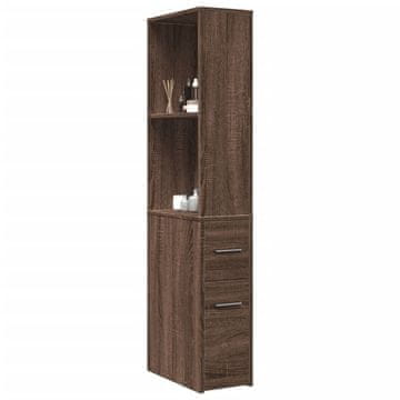 shumee vidaXL Ozka kopalniška kredenca s kolesi rjavi hrast inženirski les