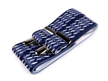 Folklorne modre naramnice širina 3,5 cm dolžina 120 cm - temno modra