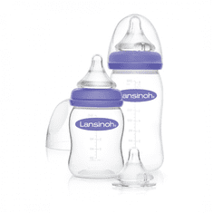 Lansinoh Set začetnih stekleničk 1x 160ml + 1x 240ml s seskom NaturalWave TM (S+M+L)