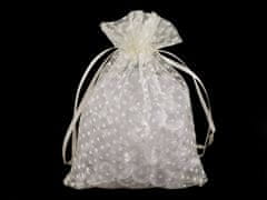 Darilna vrečka polka dots 13x18 cm organza - kremna svetla (100 kosov)