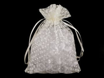 Darilna vrečka polka dots 13x18 cm organza - kremna svetla (100 kosov)