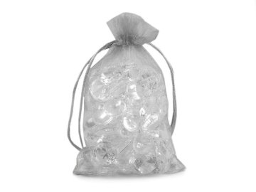 Darilna vrečka 10x15 cm iz organze - srebrna (10 kosov)
