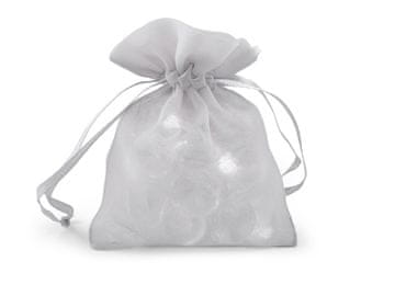 Darilna vrečka s kovinskim sijajem 8x10,5 cm organza sijaj - siva (10 kosov)