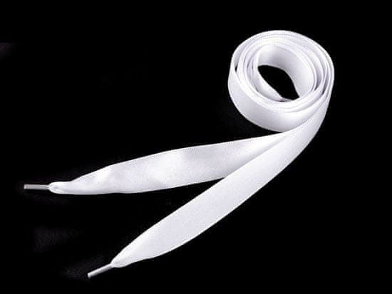 Satenaste vezalke za čevlje, superge in majice dolžine 110 cm - bele (2 kosa)