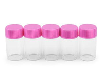Steklena steklenička s plastičnim pokrovčkom 20x40 mm - roza prozorna (20 stekleničk)