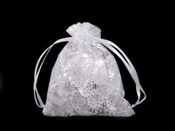 Božična darilna vrečka snežinke 9x11 cm organza - bela srebrna (100 kosov)