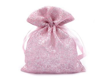 Darilna vrečka z bleščicami 10x13 cm organza - v prahu (10 kosov)