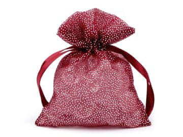 Darilna vrečka z bleščicami 10x13 cm iz organze - bordo (10 kosov)