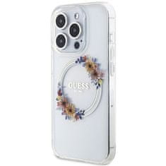 Guess Ovitek za IPHONE 15 Pro kompatibilen z MagSafe (Cvetlični venček), prozoren