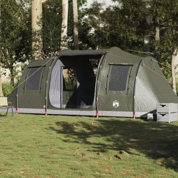 Vidaxl vidaXL Šotor s tunelom za 4 osebe, olivno zelen, vodoodporen