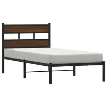 Vidaxl Posteljni okvir brez vzmetnice z vzglavjem rjavi 100x200 cm