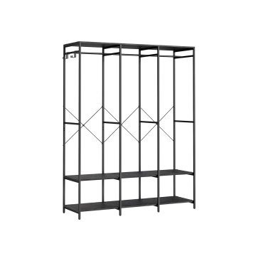 Songmics Odprta garderobna omara, 141x40x180 cm, črna