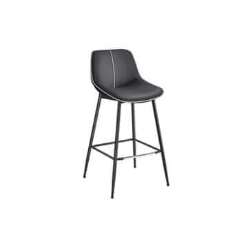 shumee Komplet 2 barskih stolov, kuhinjski stoli, ergonomsko naslonjalo, PU oblazinjenje, kovinske noge z nastavljivimi nogami, višina 73 cm, enostavna montaža, črno črnilo LBC888B01