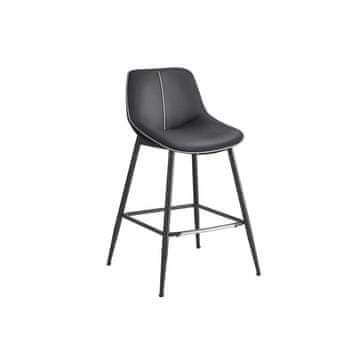 shumee Komplet 2 barskih stolov, kuhinjski stoli, ergonomsko naslonjalo, PU premaz, kovinske noge z nastavljivimi nogami, višina 62 cm, enostavna montaža, črno črnilo LBC088B01