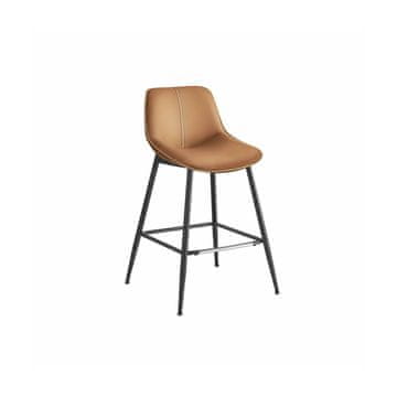 shumee komplet 2 barskih stolov, barski stoli, ergonomsko naslonjalo, umetno usnje, kovinske noge z nastavljivimi univerzalnimi nogami, višina 62 cm, domači bar, enostavna montaža, karamelno rjava LBC088K01