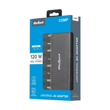 Rebel Napajalnik za prenosnik 220V, 120W, 10 nastavkov,avtomatska izbira