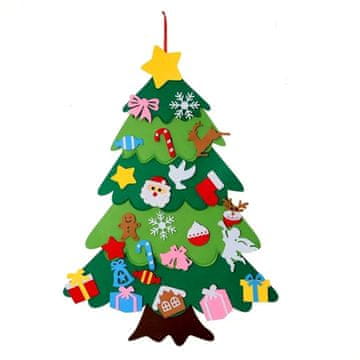 Mormark Božično drevo iz filca, Božična dekoracija, Otroško božično drevo, DIY okraski (Božično drevo + 26 okraskov) | FELTPINETREE
