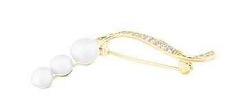 JVD Elegantna pozlačena broška z biseri in cirkoni SVLD0002XD2GP00